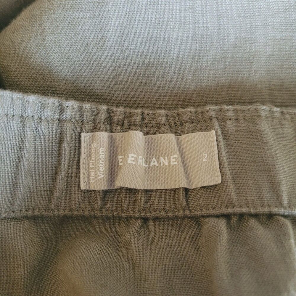 Everlane Picnic Linen Jumpsuit Womens 2 Olive Green Button Front Wide Leg Crop - Picture 4 of 10
